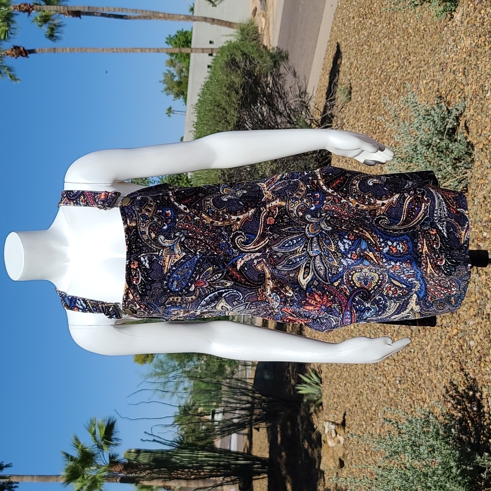 Fishbowl Corduroy Paisley Overall Jumper Dress S